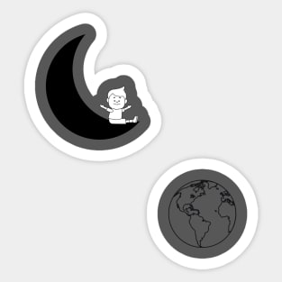 Boy on the moon Sticker